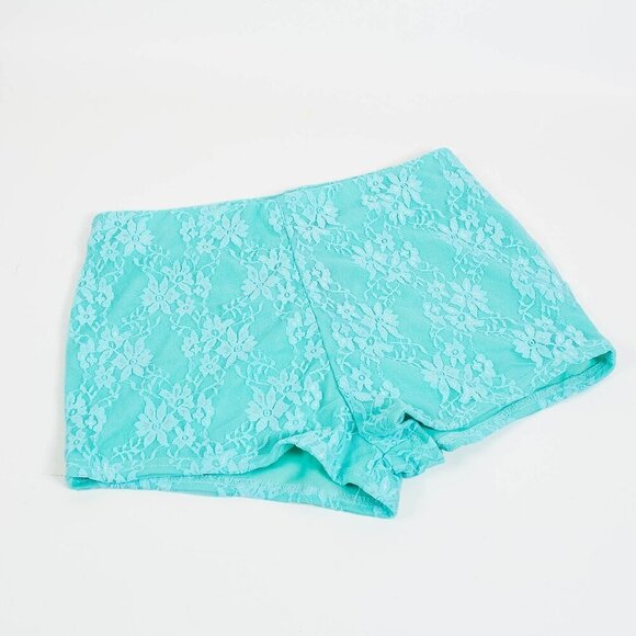 NWT Boohoo Turquoise Lace Booty Shorts US 10 - Picture 3 of 7